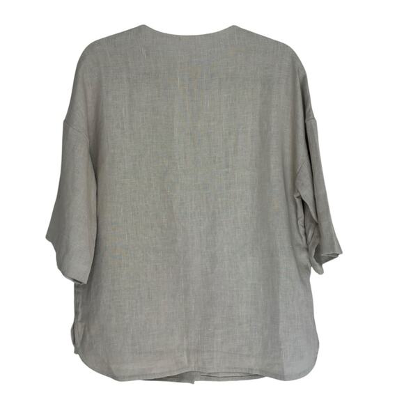 Beaton 100% Linen Beige Short Sleeve Chore Jacket - Size XS - Picture 2 of 6